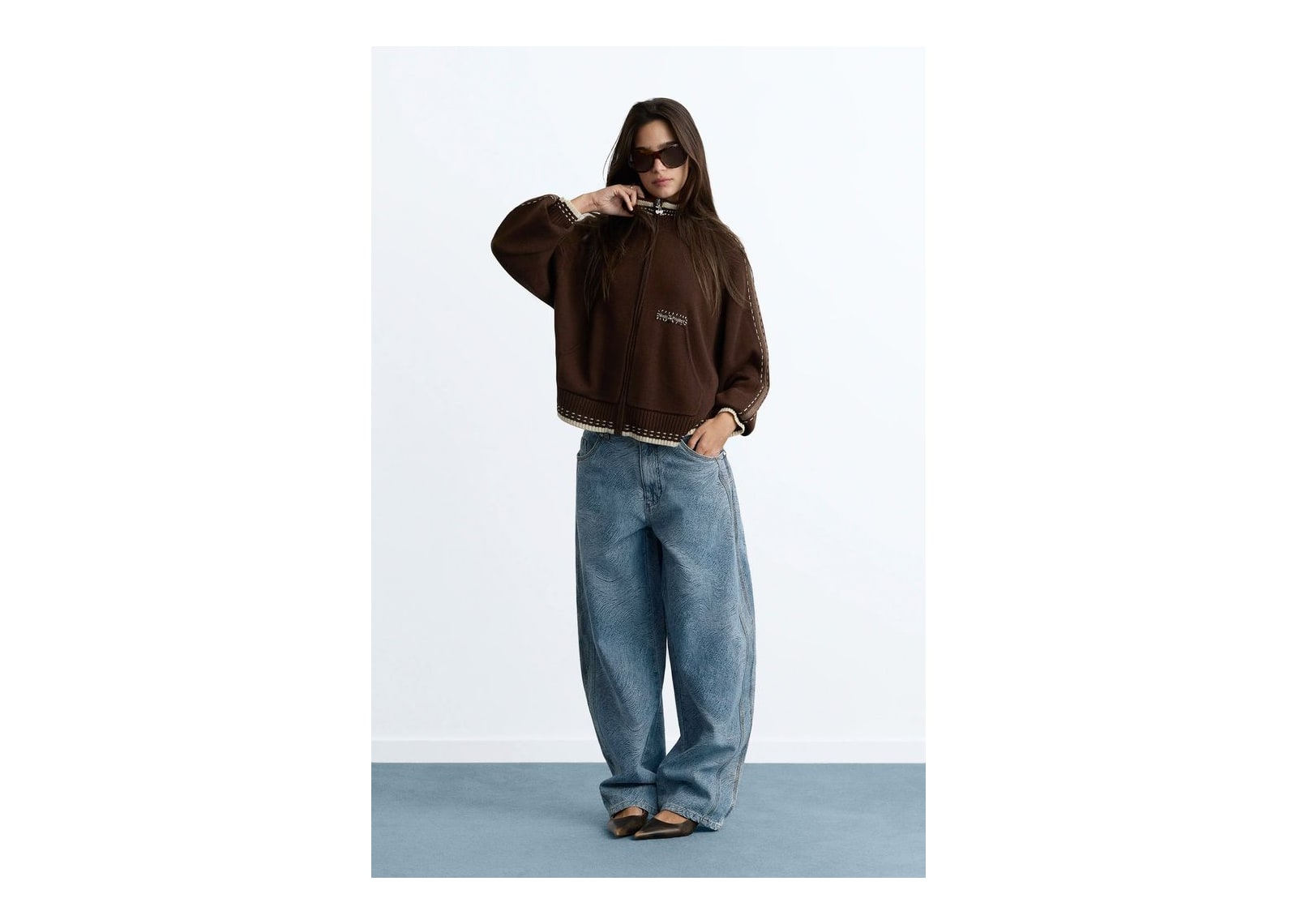 Nude Project Work Trip Zip-Up Knit Cardigan Brown - görsel 2