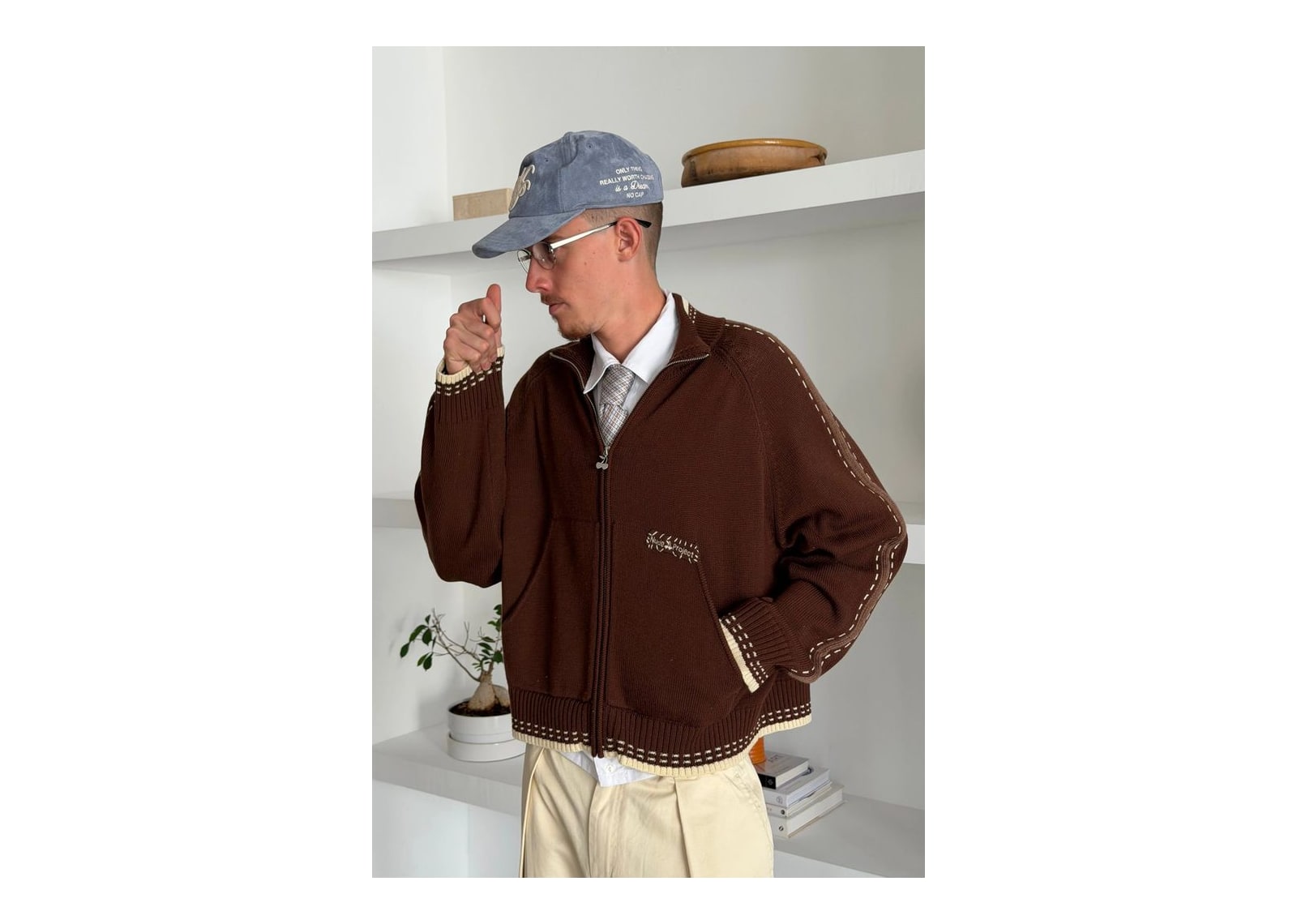 Nude Project Work Trip Zip-Up Knit Cardigan Brown - görsel 8