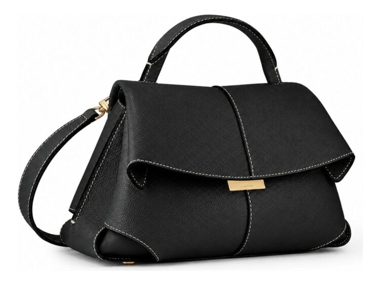 Polène Mokki Edition Textured Black with Ecru Stitching