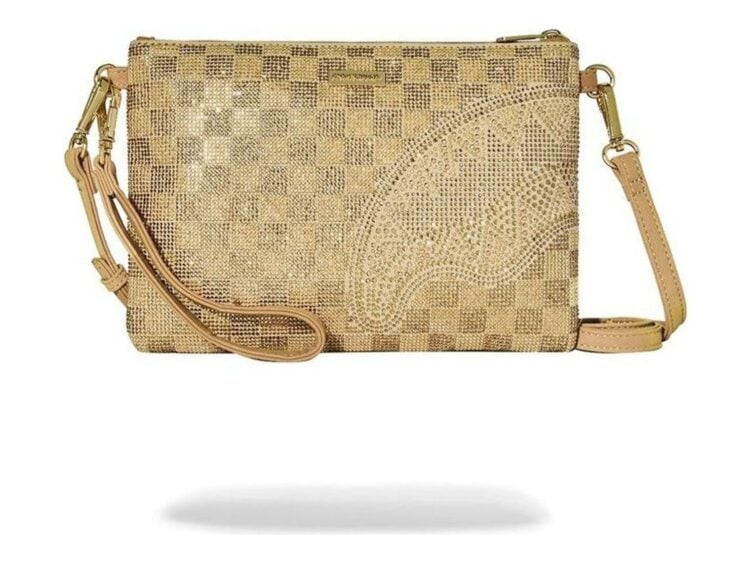 Sprayground 2 Tone Gold Trinity Crossover Clutch Gold