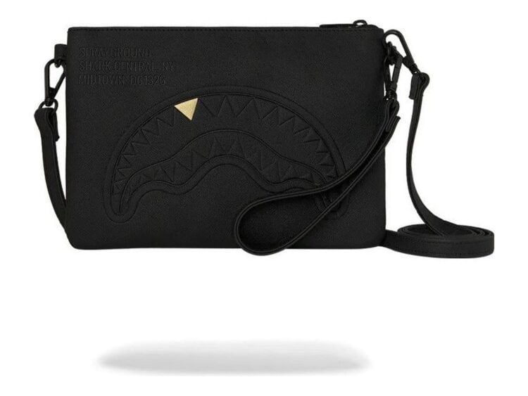 Sprayground Blacked Out Embossed Gold Tooth Crossover Clutch Gold