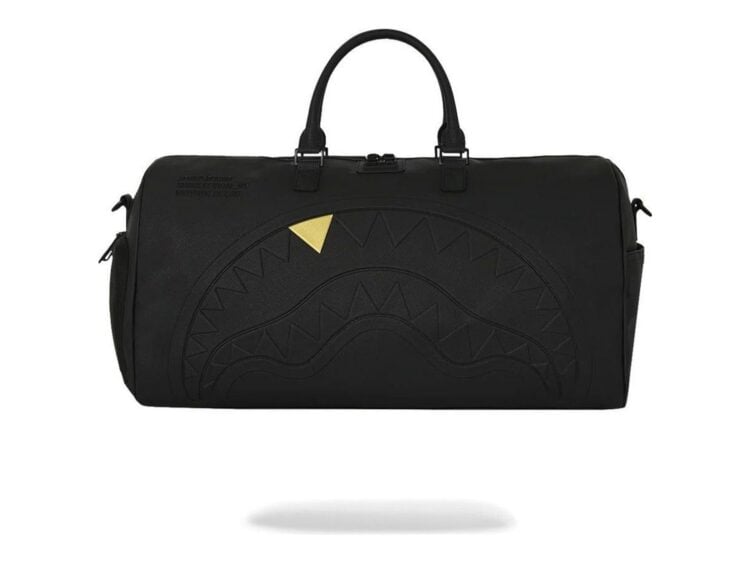 Sprayground Blacked Out Embossed Gold Tooth Duffle Gold