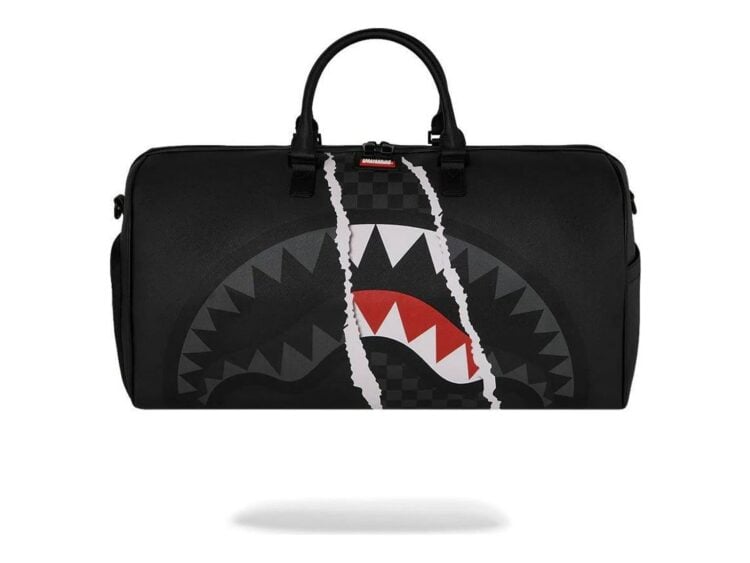 Sprayground Center Rip Revealing Gray Check Mini Duffle Grey