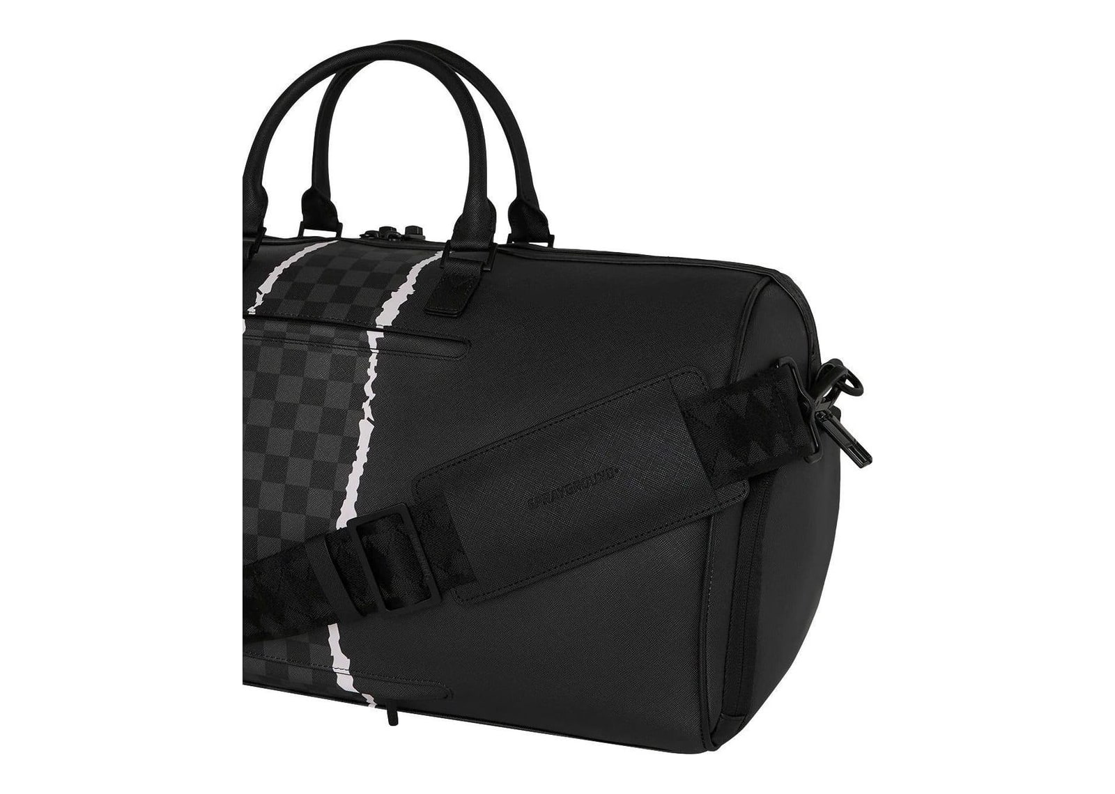 Sprayground Center Rip Revealing Gray Check Mini Duffle Grey - görsel 6