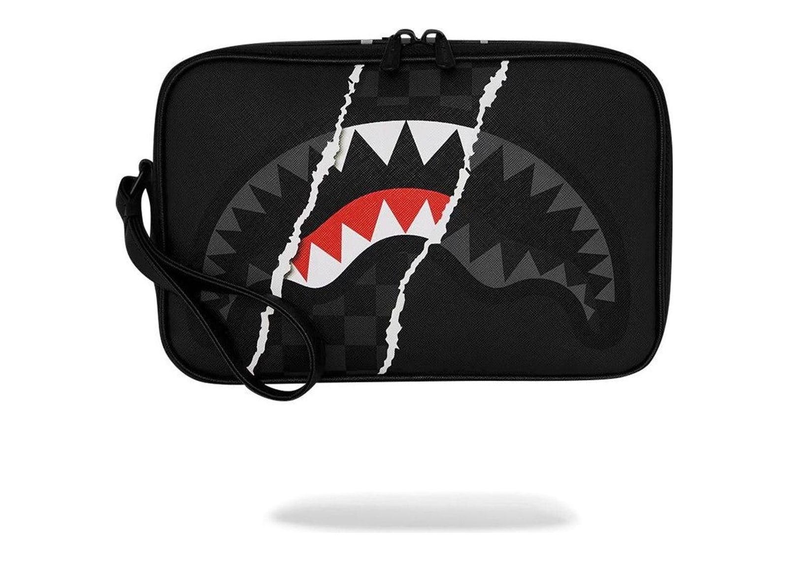 Sprayground Center Rip Revealing Gray Check Toiletry Brick Grey