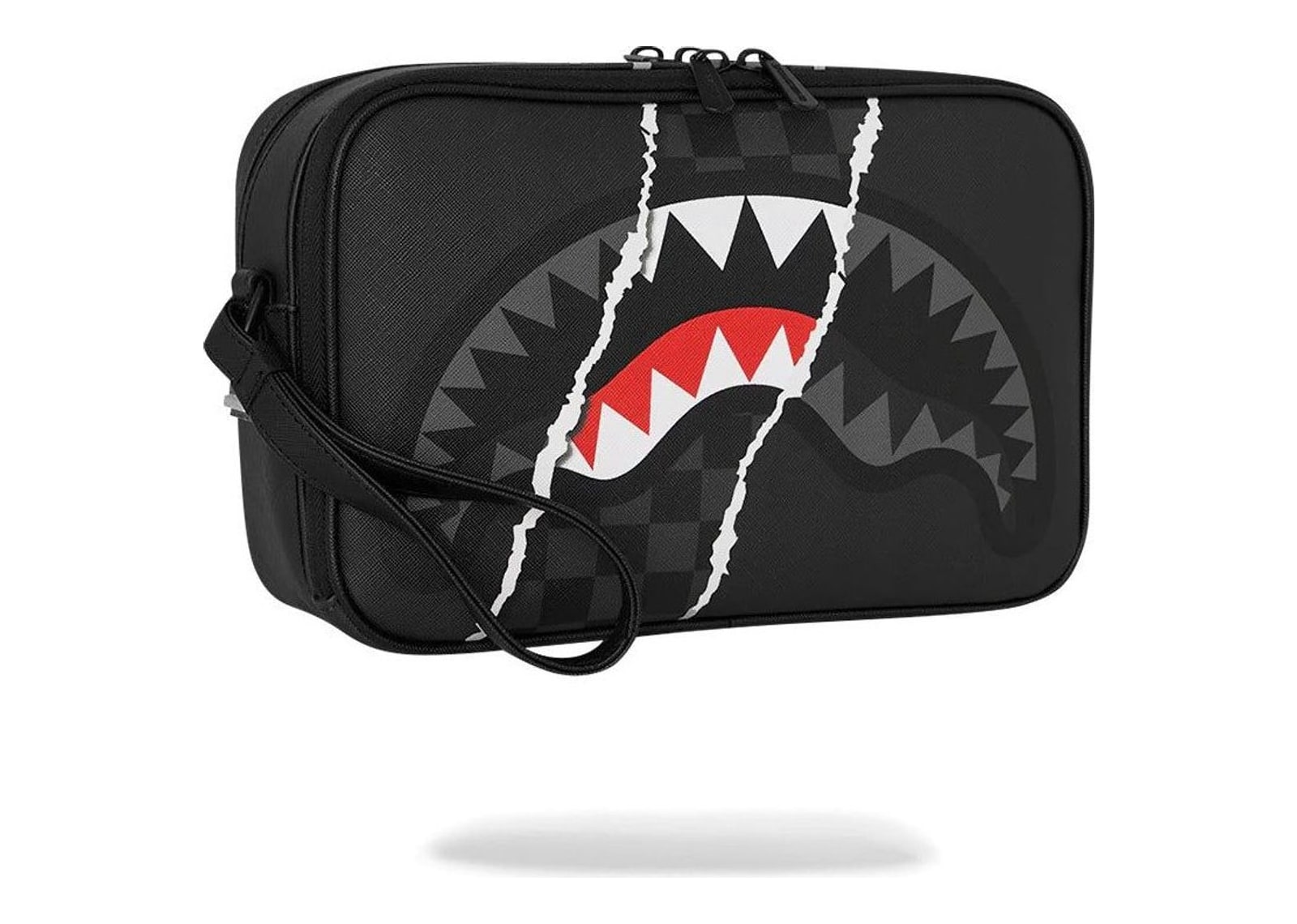 Sprayground Center Rip Revealing Gray Check Toiletry Brick Grey - görsel 3