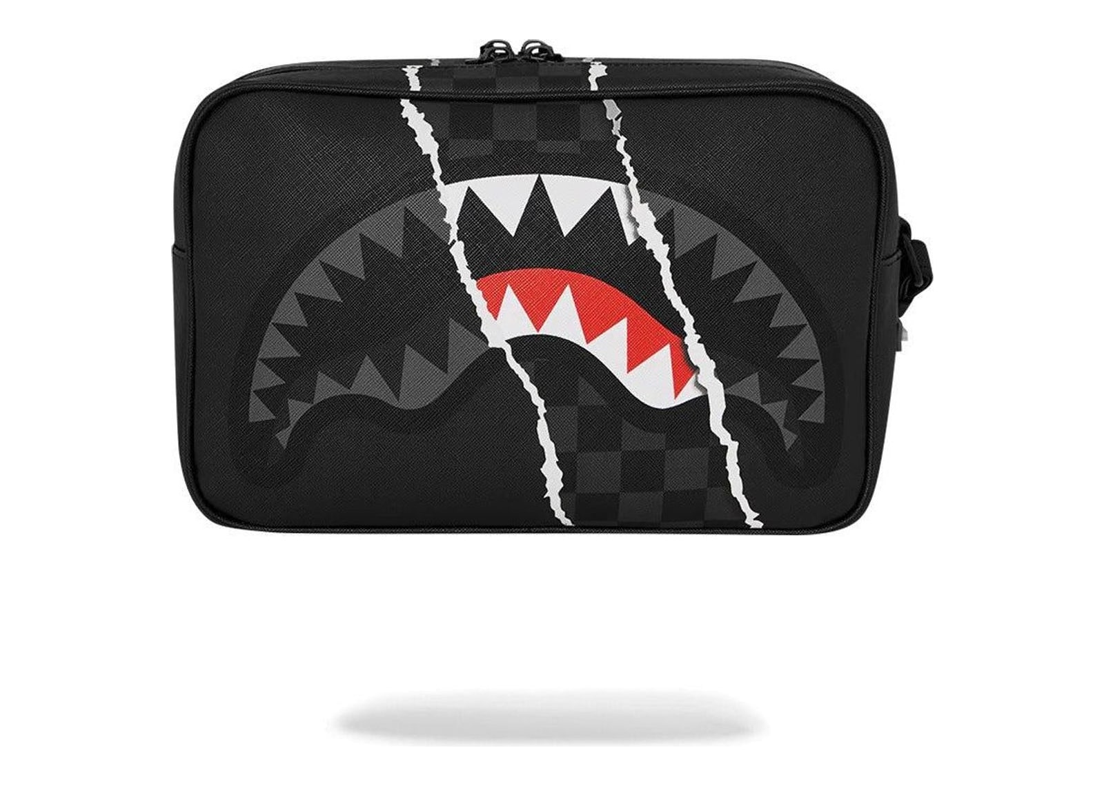 Sprayground Center Rip Revealing Gray Check Toiletry Brick Grey - görsel 4