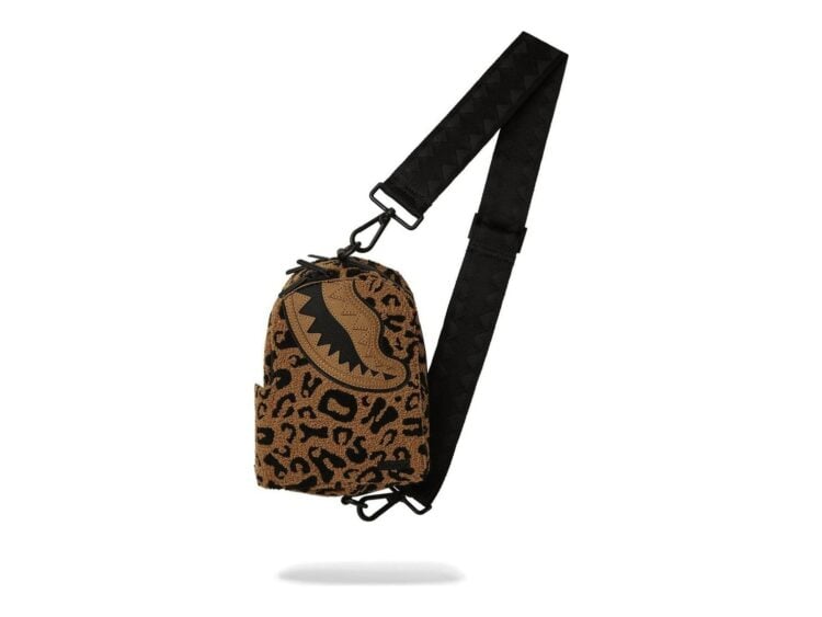 Sprayground Chenille Cheetah Backpack Sling Brown