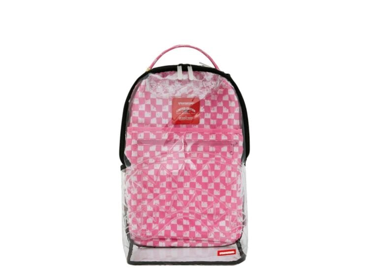 Sprayground Clear DLX Checked Out Backpack Pink Drip