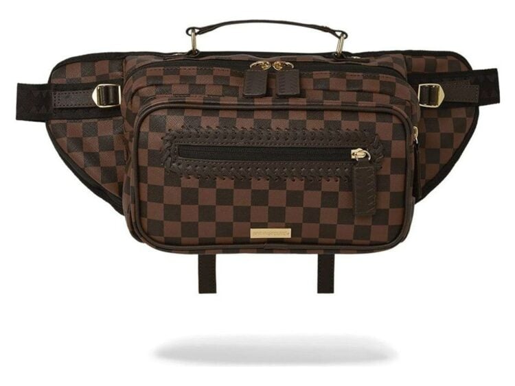 Sprayground Core Emboss Check Cargo Crossbody Brown