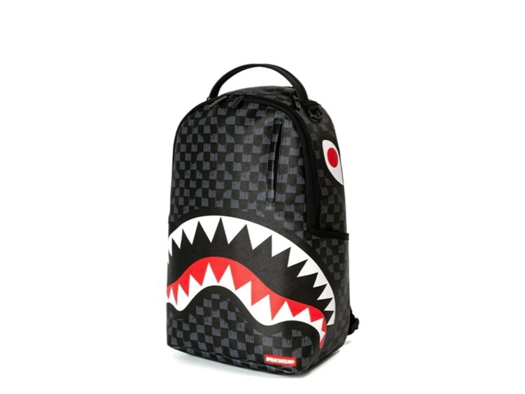 Sprayground Drip Check Shark Backpack Black/Grey Checker