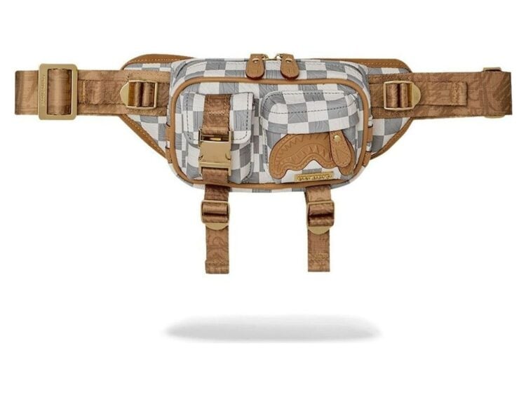 Sprayground Embossed Cream Check Cargo Crossbody Multicolor