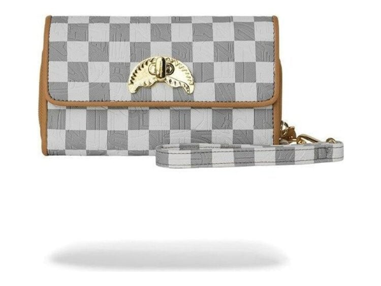 Sprayground Embossed Cream Check Clutch Multicolor