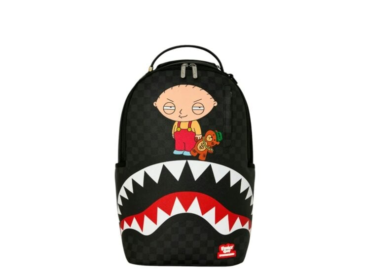 Sprayground Family Guy Stewie Holding Bear Keychain Backpack Black