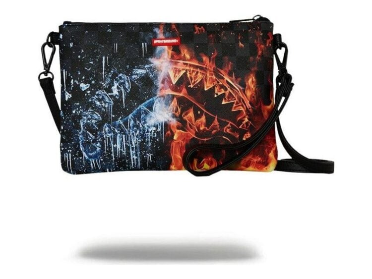 Sprayground Fire & Ice Shark Crossover Clutch Grey