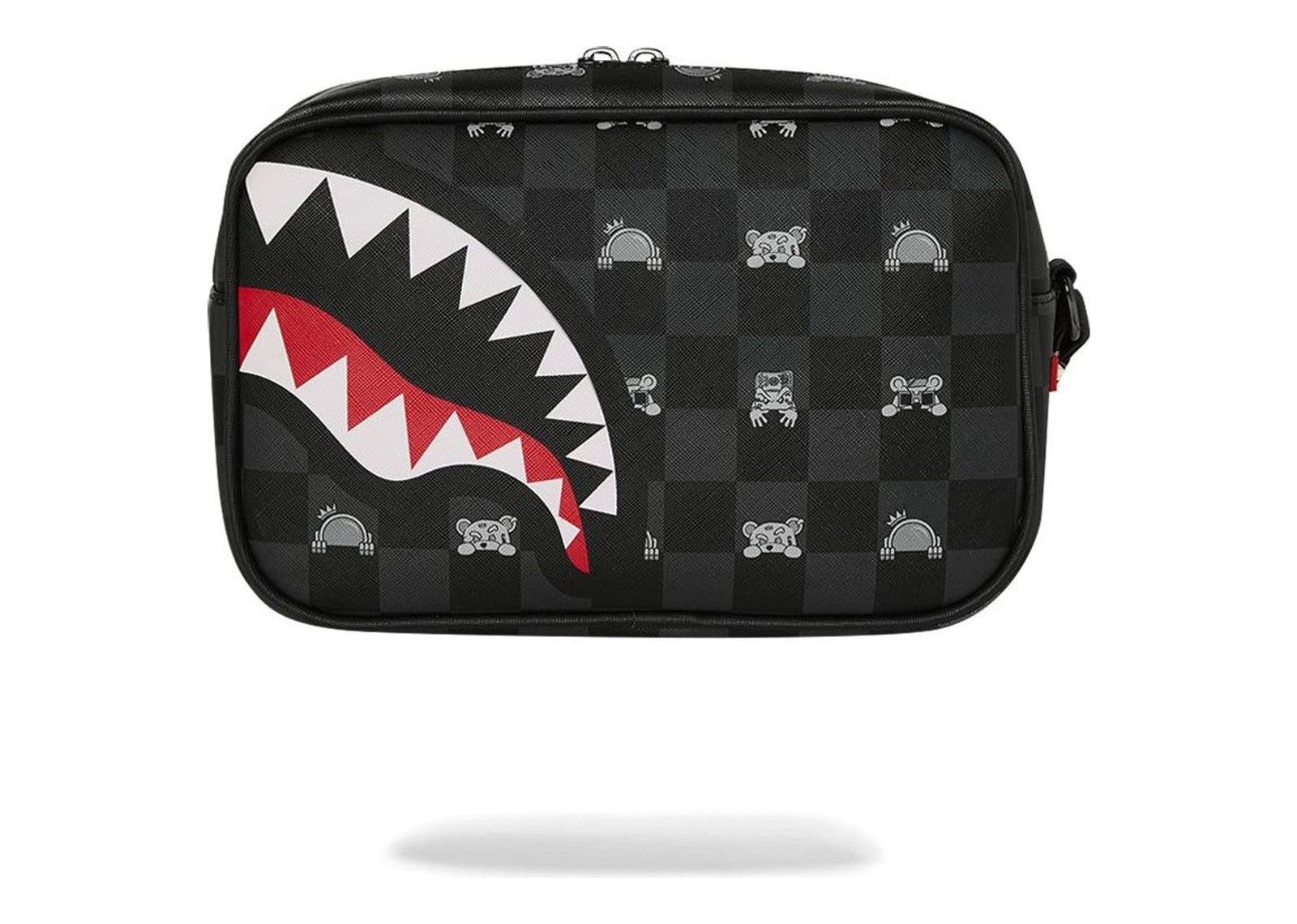 Sprayground Gray Peeking Character Check Toiletry Brick Grey - görsel 3