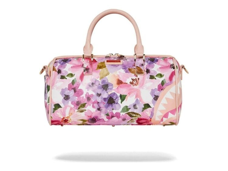 Sprayground Painted Floral Shark Mini Duffle Pink