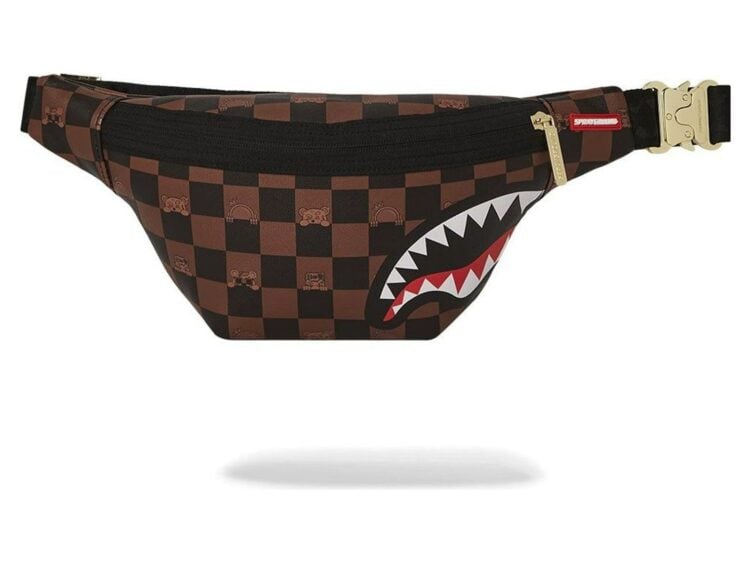 Sprayground Peeking Character Check Crossbody Brown