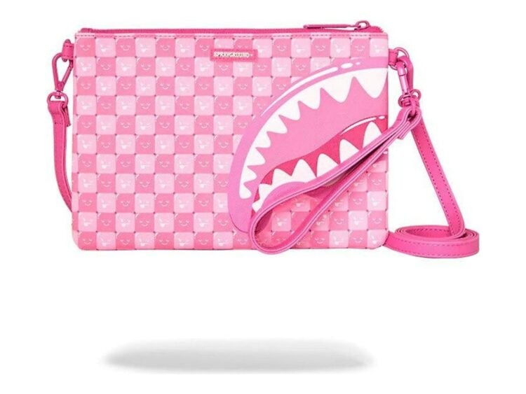 Sprayground Pink New Check Faces Crossover Clutch Pink