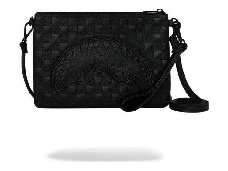 Sprayground Raised Check Crossover Clutch Black