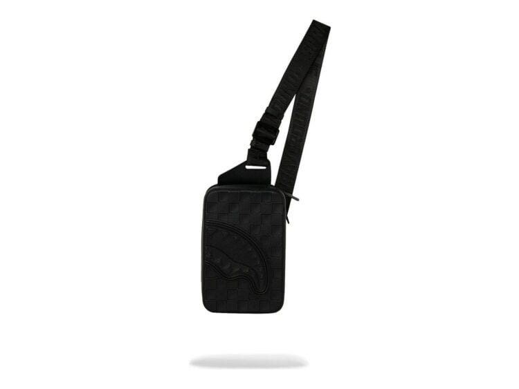 Sprayground Raised Check Hard Shell Sling Black