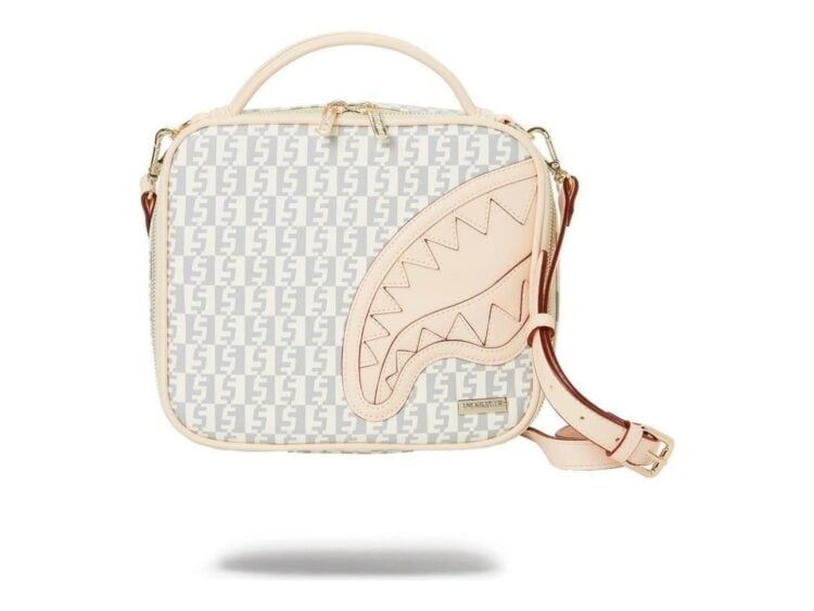 Sprayground Rose Money Checkered Toiletry With Strap White