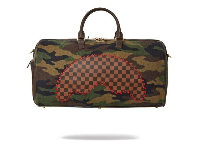 Sprayground Shark Shape Check Duffle Green