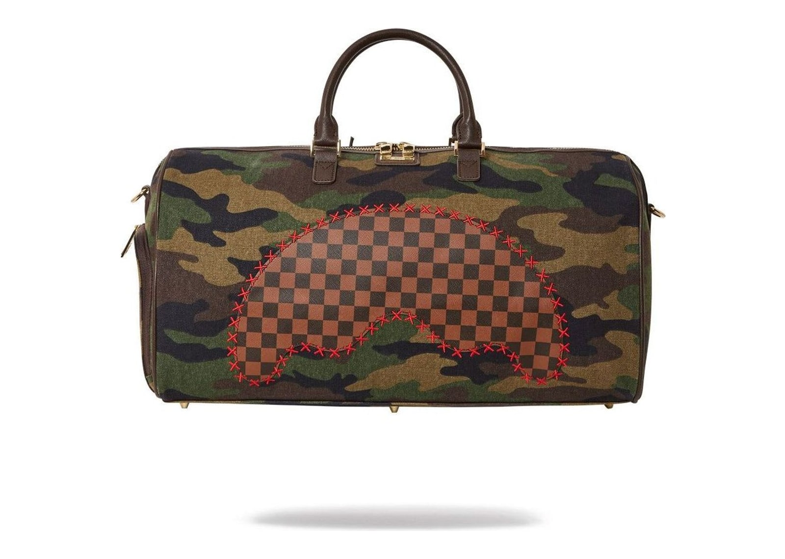 Sprayground Shark Shape Check Duffle Green