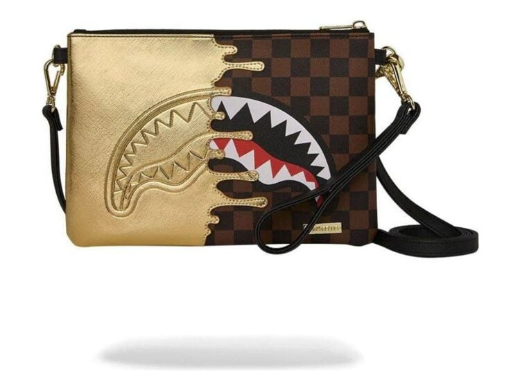 Sprayground Sharks In Paris Gold Drip Crossover Clutch Gold
