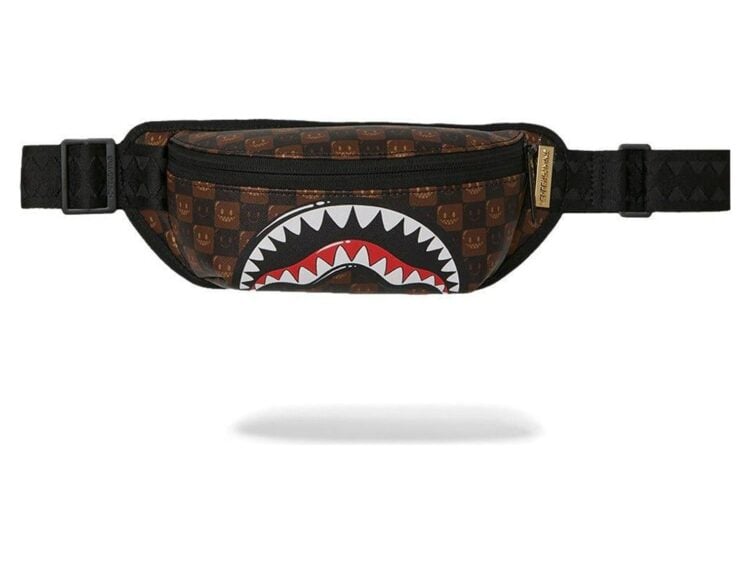 Sprayground Sharks In Paris WTF Bubble Brown Check Crossbody Brown