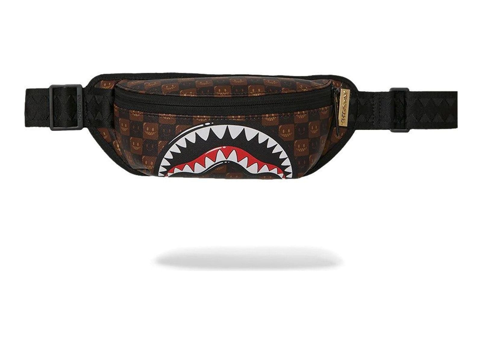 Sprayground Sharks In Paris WTF Bubble Brown Check Crossbody Brown