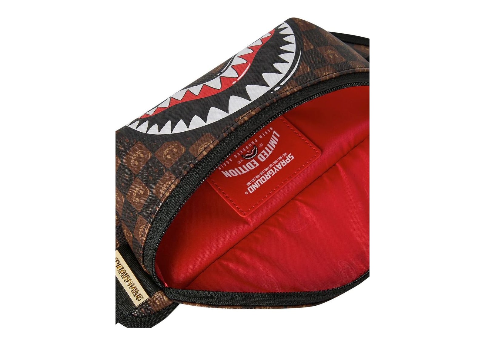 Sprayground Sharks In Paris WTF Bubble Brown Check Crossbody Brown - görsel 5