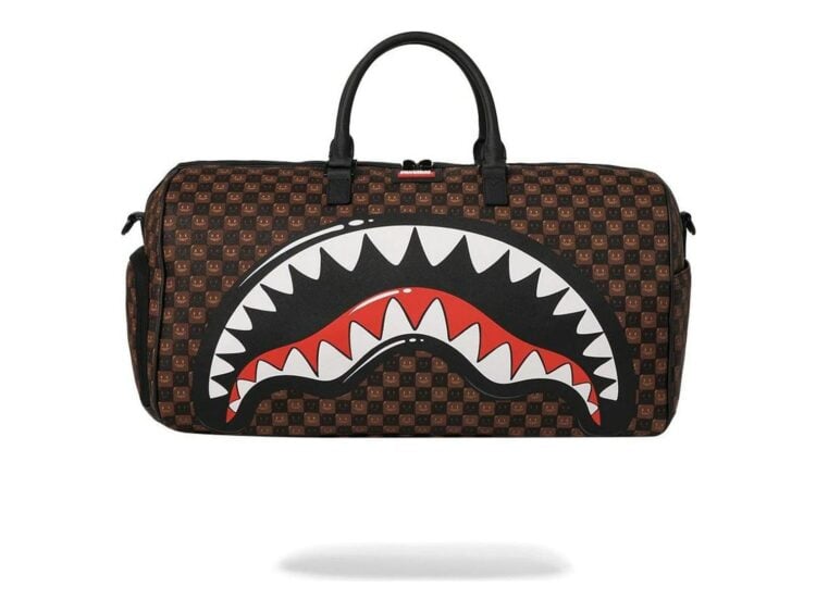 Sprayground Sharks In Paris WTF Bubble Brown Check Duffle Brown