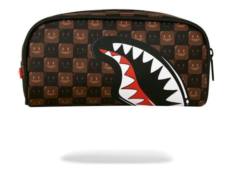 Sprayground Sharks In Paris WTF Bubble Brown Check Pouch Brown