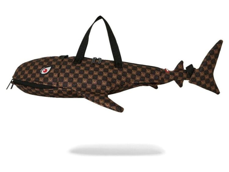 Sprayground Sharks In Paris WTF Bubble Brown Check Shark Duffle Brown