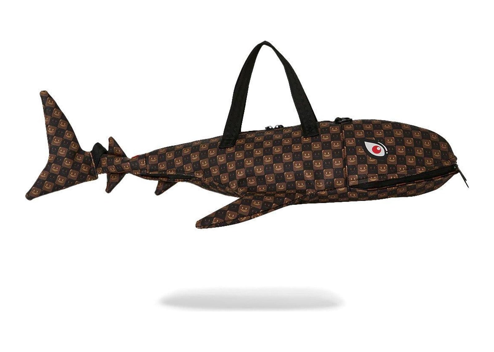 Sprayground Sharks In Paris WTF Bubble Brown Check Shark Duffle Brown - görsel 3