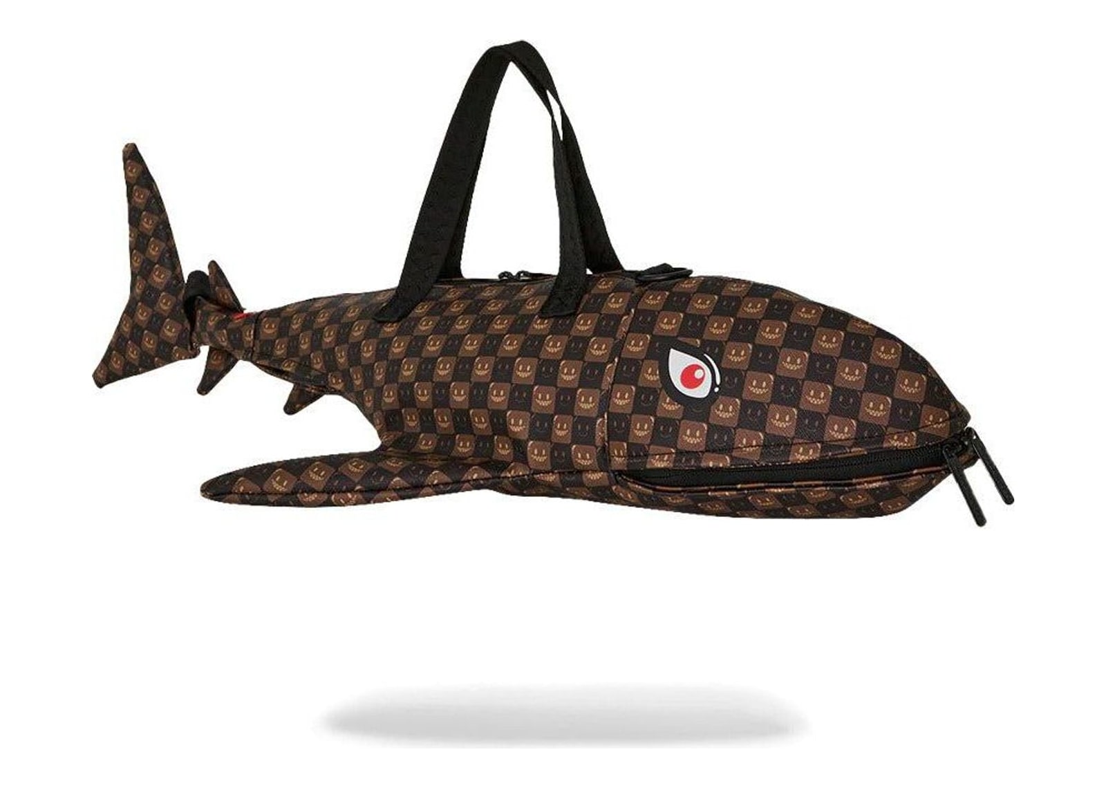 Sprayground Sharks In Paris WTF Bubble Brown Check Shark Duffle Brown - görsel 4