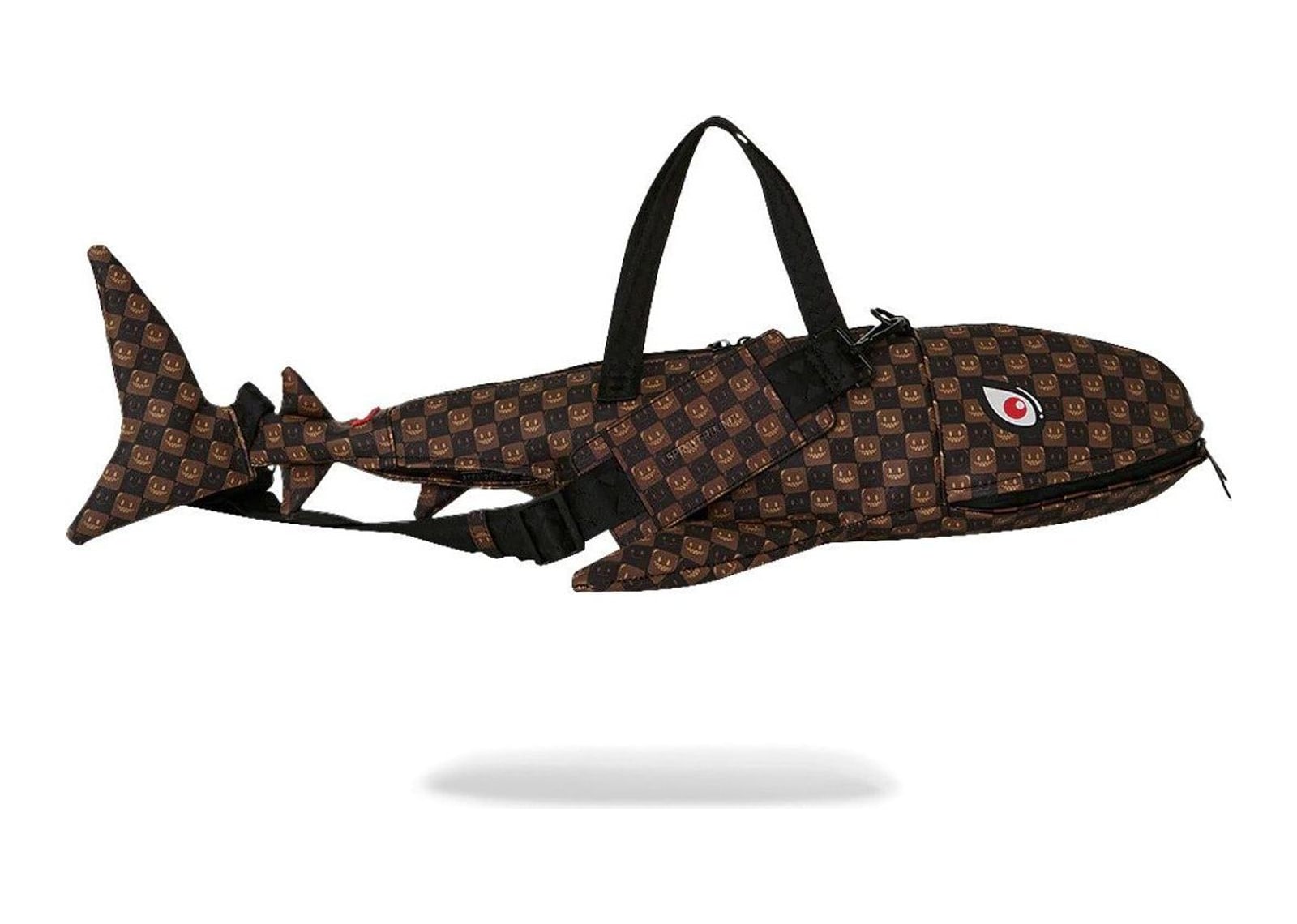 Sprayground Sharks In Paris WTF Bubble Brown Check Shark Duffle Brown - görsel 5