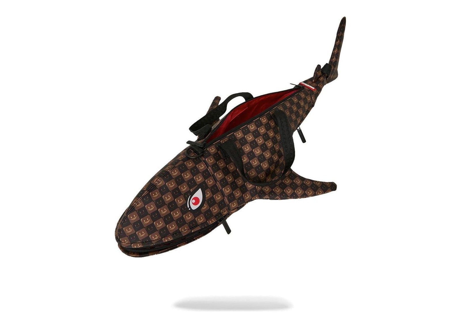 Sprayground Sharks In Paris WTF Bubble Brown Check Shark Duffle Brown - görsel 8