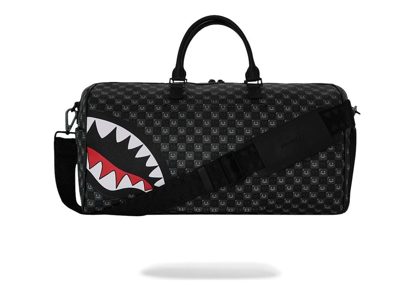 Sprayground Sharks In Paris WTF Bubbly Black Check Duffle Black - görsel 4