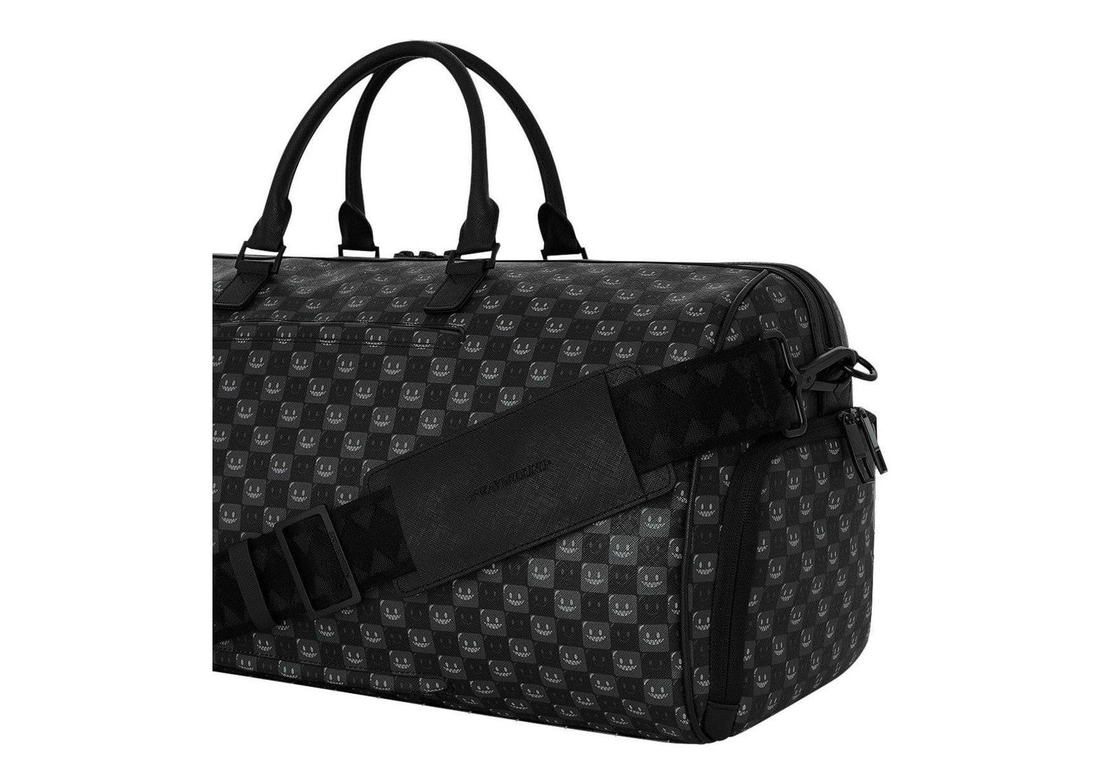 Sprayground Sharks In Paris WTF Bubbly Black Check Duffle Black - görsel 5