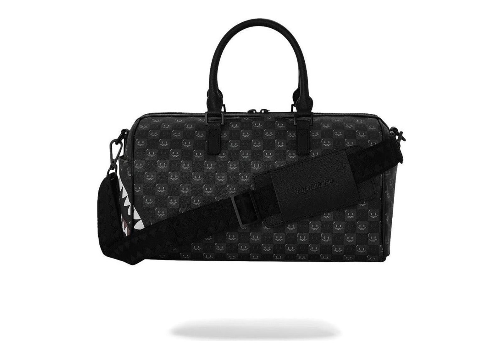 Sprayground Sharks In Paris WTF Bubbly Black Check Mini Duffle Black - görsel 4