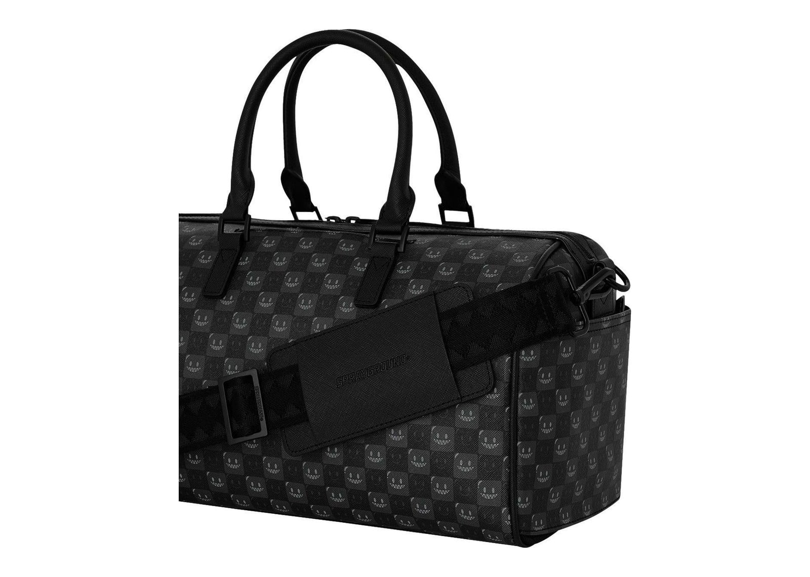 Sprayground Sharks In Paris WTF Bubbly Black Check Mini Duffle Black - görsel 5