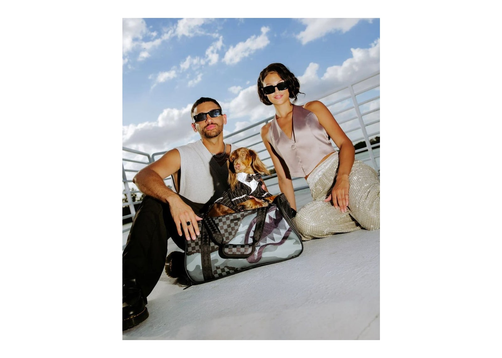 Sprayground Split Up Camo Tear Large Pet Carrier Black - görsel 4