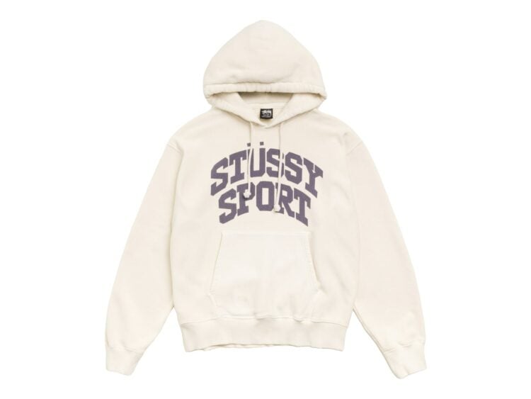 Stussy Block Sport Hoodie Garment Dyed Bone