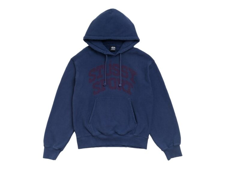 Stussy Block Sport Hoodie Garment Dyed Midnight