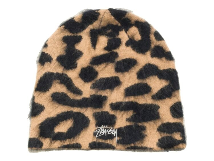 Stussy Cashmere Leopard Skullcap Caramel