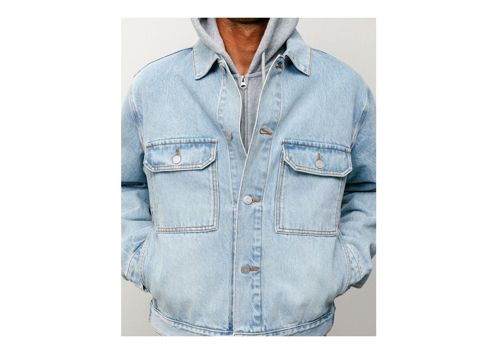 Stussy Denim Trucker Jacket Light Wash Indigo - görsel 3