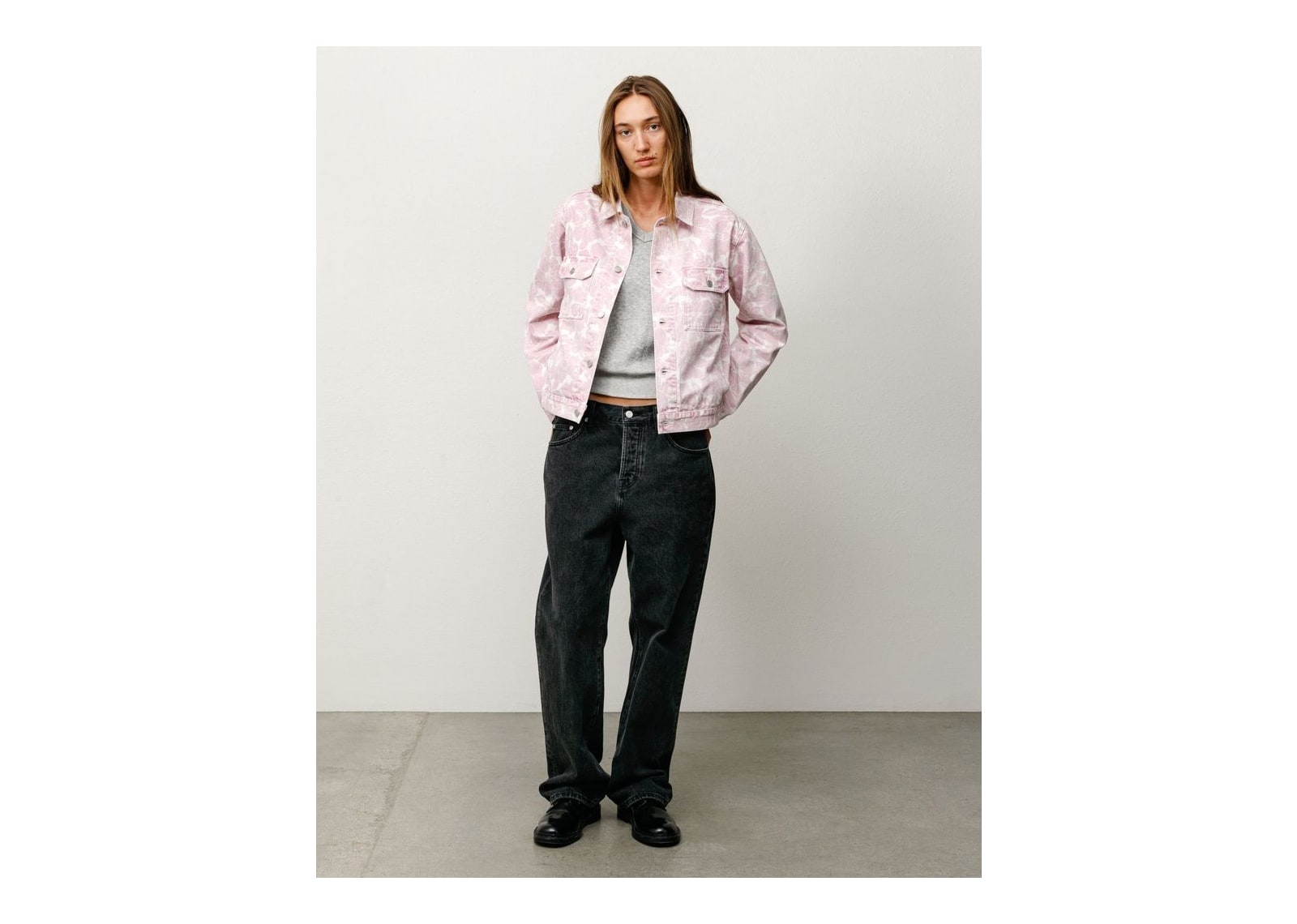 Stussy Denim Trucker Jacket Pink Hawaiian - görsel 2