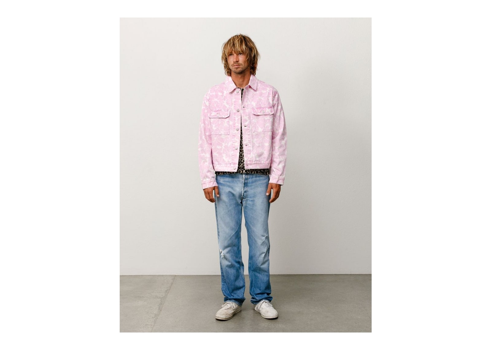 Stussy Denim Trucker Jacket Pink Hawaiian - görsel 5